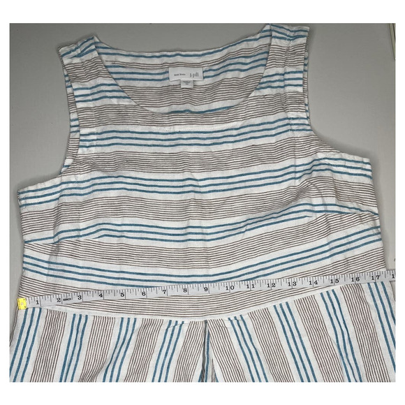 J Jill Love Linen womens dress sleeveless white brown blue striped shift size XS - Picture 9 of 12